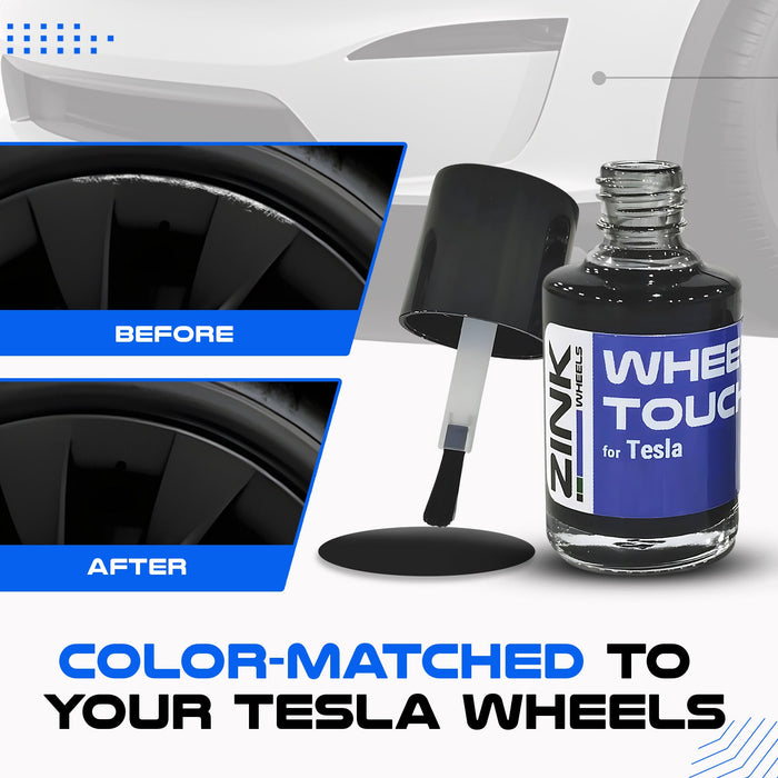 Tesla Wheel Touch-Up Paint for Model Y 20-inch Black Induction Rims - Color-matched Paint for DIY Curb Rash Repair