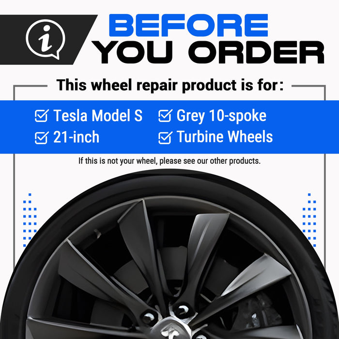 Tesla Wheel Touch-Up Paint for Model S 21-inch Grey Turbine Rims - Color-matched Paint for DIY Curb Rash Repair