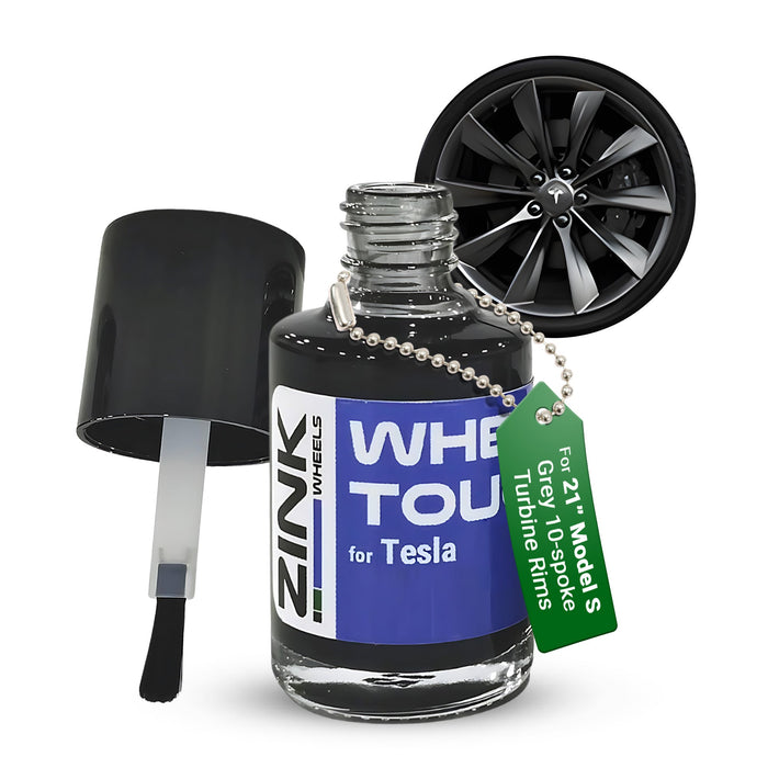 Tesla Wheel Touch-Up Paint for Model S 21-inch Grey Turbine Rims - Color-matched Paint for DIY Curb Rash Repair