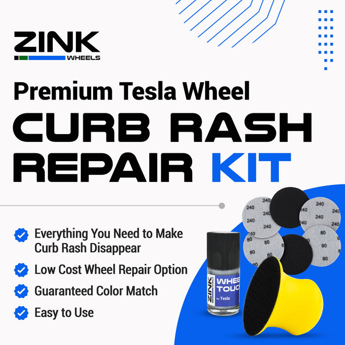 Tesla Wheel Curb Rash Repair Kit for Model X 20-inch Silver Slipstream Rims with Color-matched Touch-Up Paint