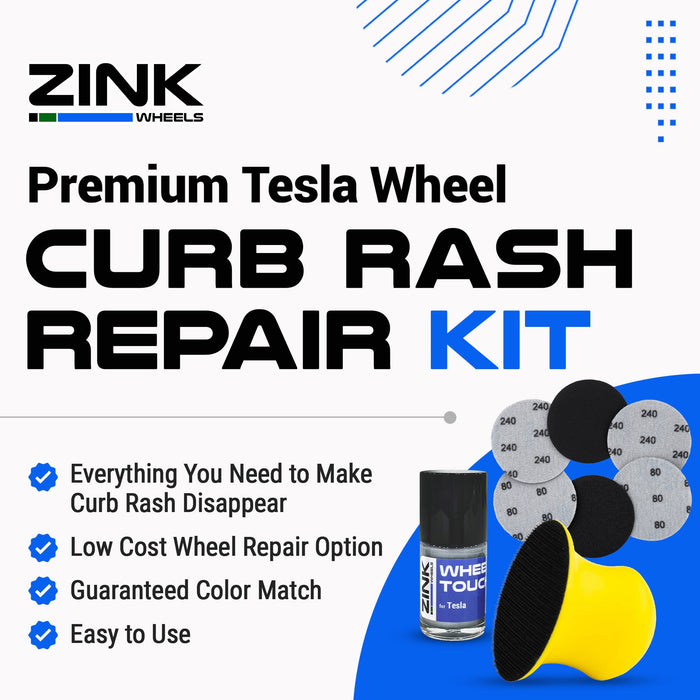 Tesla Wheel Curb Rash Repair Kit for Model S 19-inch Silver Slipstream Rims with Color-matched Touch-Up Paint