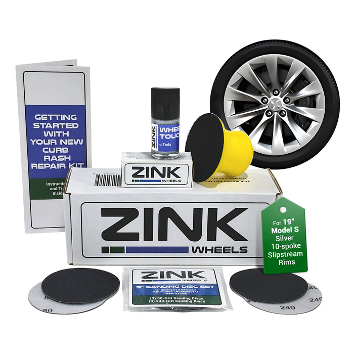 Tesla Wheel Curb Rash Repair Kit for Model S 19-inch Silver Slipstream Rims with Color-matched Touch-Up Paint