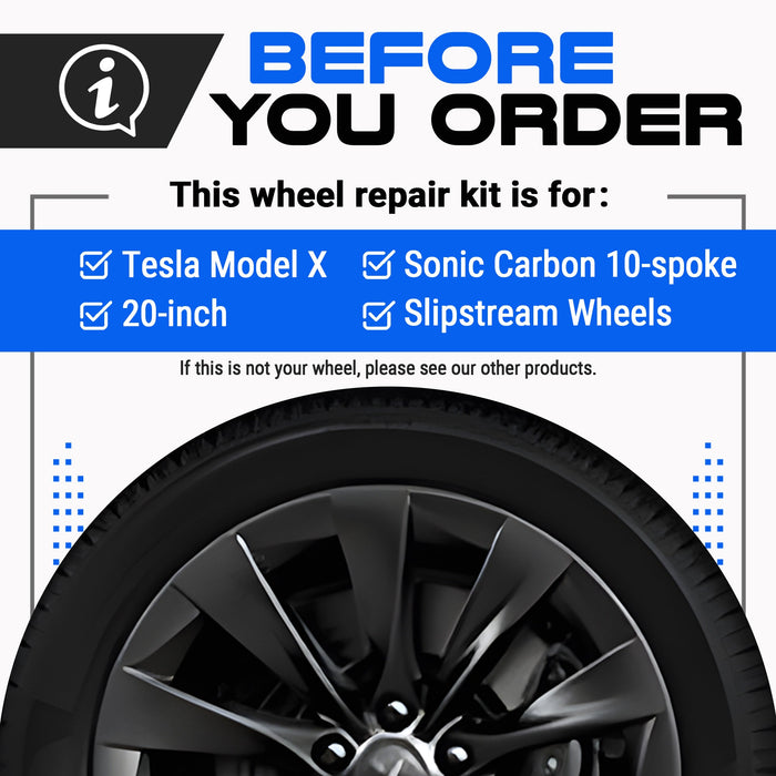 Tesla Wheel Curb Rash Repair Kit for Model X 20-inch Sonic Carbon Slipstream Rims with Color-matched Touch-Up Paint