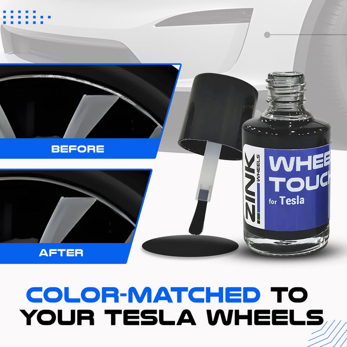 Tesla Wheel Curb Rash Repair Kit for Model S 21-inch Black Arachnid Rims with Color-matched Touch-Up Paint