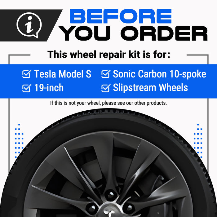 Tesla Wheel Curb Rash Repair Kit for Model S 19-inch Sonic Carbon Slipstream Rims with Color-matched Touch-Up Paint