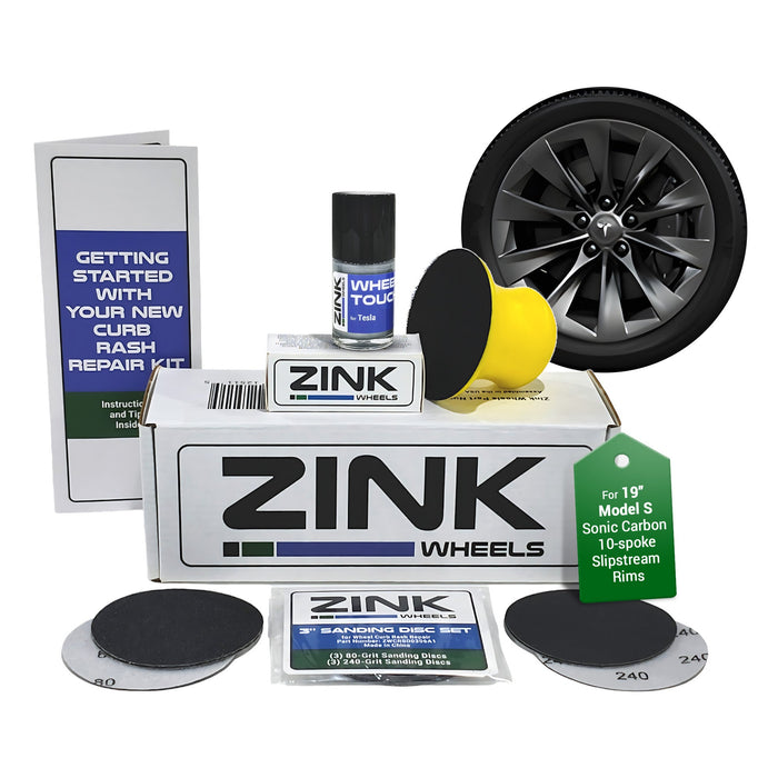 Tesla Wheel Curb Rash Repair Kit for Model S 19-inch Sonic Carbon Slipstream Rims with Color-matched Touch-Up Paint