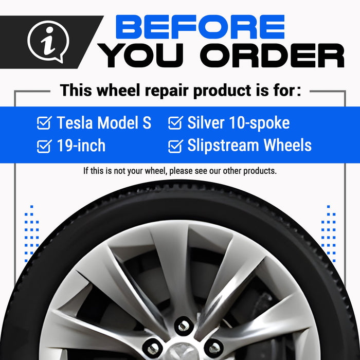 Tesla Wheel Touch-Up Paint for Model S 19-inch Silver Slipstream Rims - Color-matched Paint for DIY Curb Rash Repair