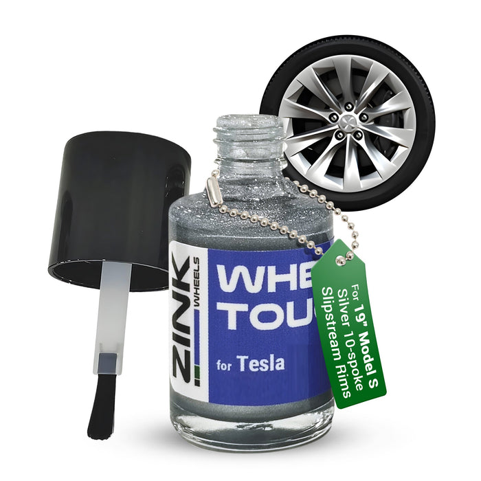 Tesla Wheel Touch-Up Paint for Model S 19-inch Silver Slipstream Rims - Color-matched Paint for DIY Curb Rash Repair