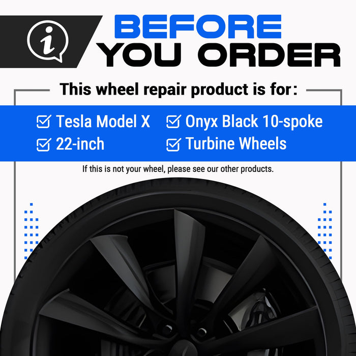 Tesla Wheel Touch-Up Paint for Model X 22-inch Onyx Black Turbine Rims - Color-matched Paint for DIY Curb Rash Repair