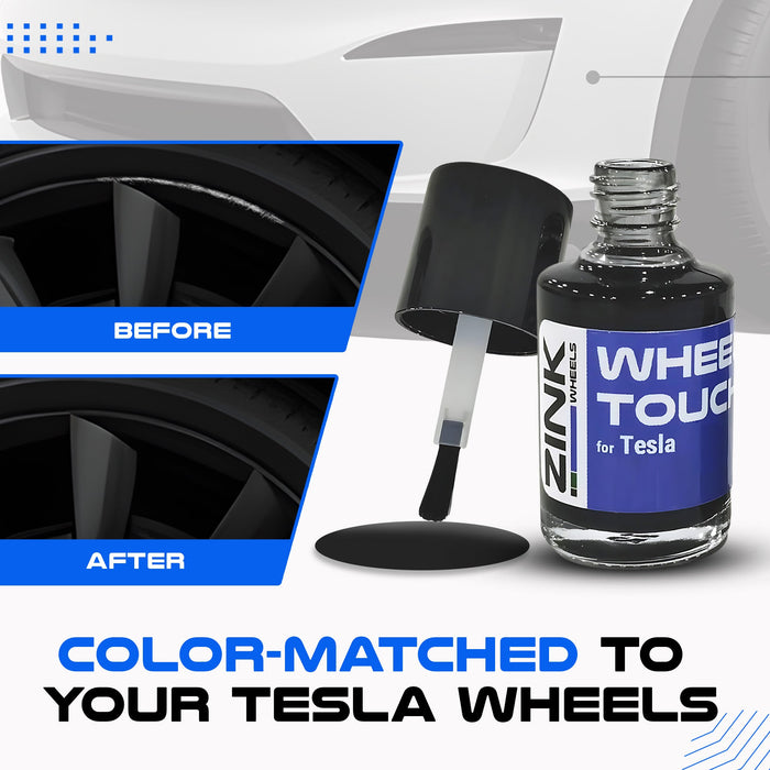 Tesla Wheel Touch-Up Paint for Model X 22-inch Onyx Black Turbine Rims - Color-matched Paint for DIY Curb Rash Repair