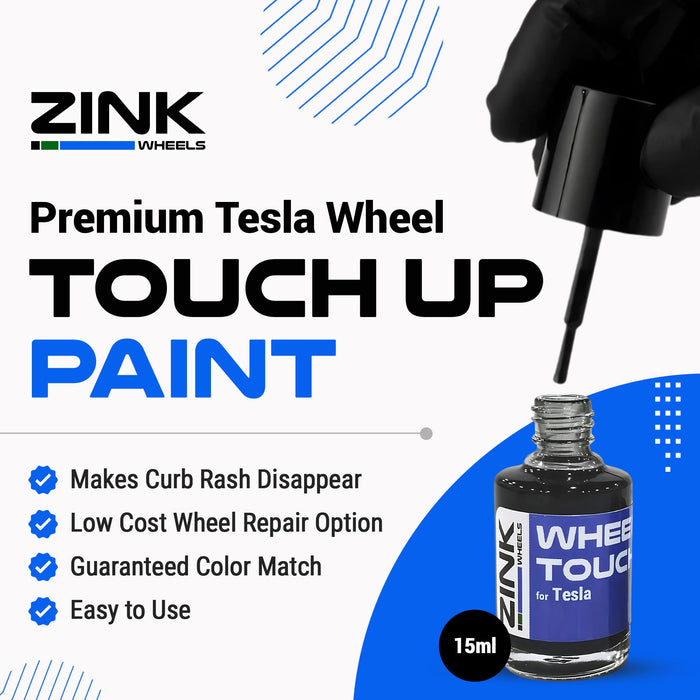 Tesla Wheel Touch-Up Paint for Model S 19-inch Grey Tempest Aero Rims - Color-matched Paint for DIY Curb Rash Repair