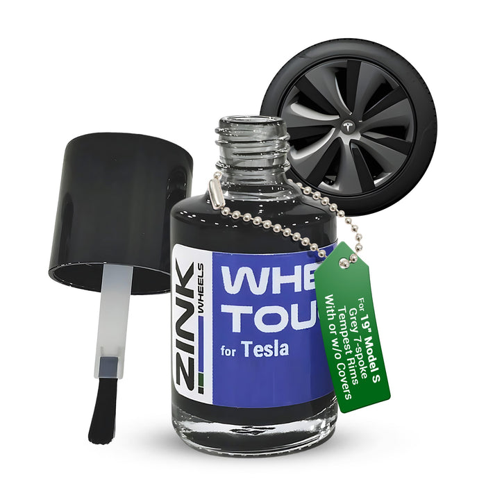 Tesla Wheel Touch-Up Paint for Model S 19-inch Grey Tempest Aero Rims - Color-matched Paint for DIY Curb Rash Repair