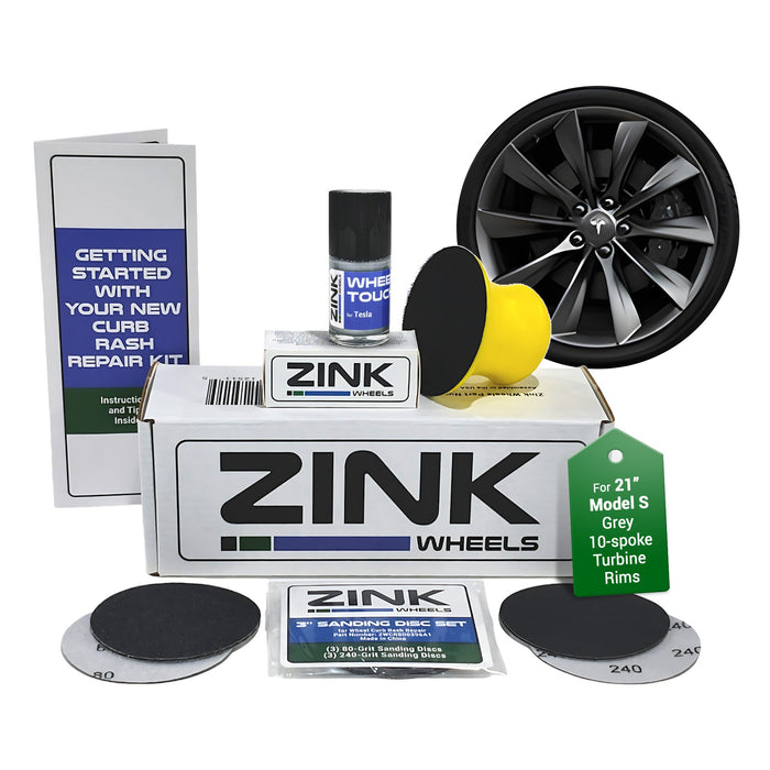 Tesla Wheel Curb Rash Repair Kit for Model S 21-inch Grey Turbine Rims with Color-matched Touch-Up Paint