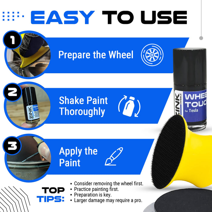 Tesla Wheel Curb Rash Repair Kit for Model X 20-inch Grey Cyberstream Rims with Color-matched Touch-Up Paint