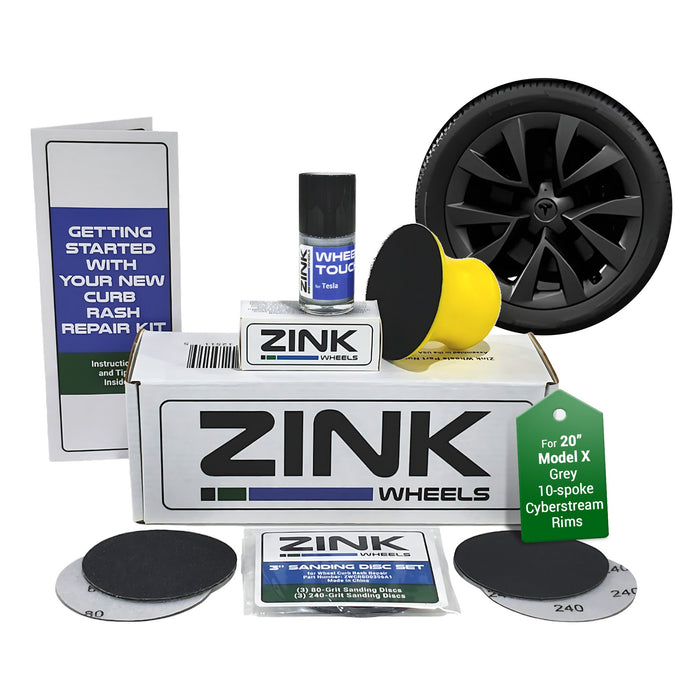 Tesla Wheel Curb Rash Repair Kit for Model X 20-inch Grey Cyberstream Rims with Color-matched Touch-Up Paint