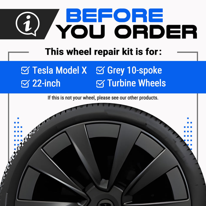 Tesla Wheel Curb Rash Repair Kit for Model X 22-inch Grey Turbine Rims with Color-matched Touch-Up Paint