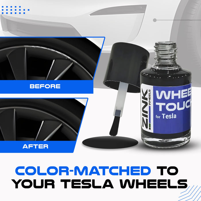 Tesla Wheel Curb Rash Repair Kit for Model S 21-inch Sonic Carbon Twin Turbine Rims with Color-matched Touch-Up Paint
