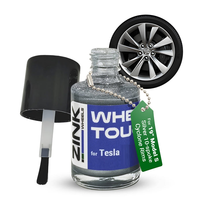 Tesla Wheel Touch-Up Paint for Model S 19-inch Silver Cyclone Rims - Color-matched Paint for DIY Curb Rash Repair