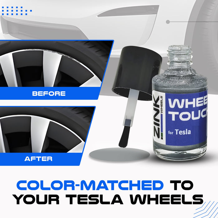 Tesla Wheel Curb Rash Repair Kit for Model 3 19-inch Silver Nova Rims with Color-matched Touch-Up Paint