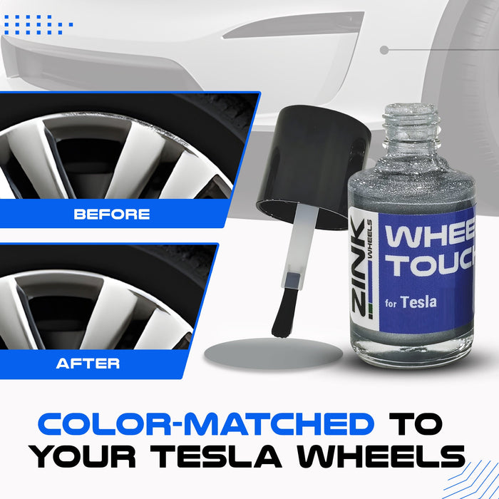 Tesla Wheel Curb Rash Repair Kit for Model X 20-inch Silver Helix Rims with Color-matched Touch-Up Paint