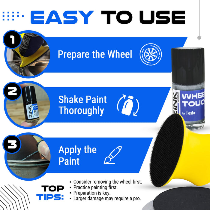 Tesla Wheel Curb Rash Repair Kit for Model S 19-inch Silver Cyclone Rims with Color-matched Touch-Up Paint