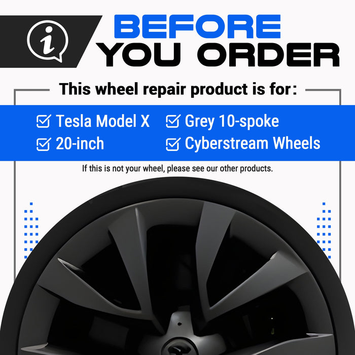 Tesla Wheel Touch-Up Paint for Model X 20-inch Grey Cyberstream Rims - Color-matched Paint for DIY Curb Rash Repair