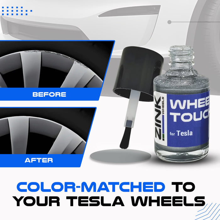 Tesla Wheel Curb Rash Repair Kit for Model Y 20-inch Bright Silver Helix 2.0 Rims with Color-matched Touch-Up Paint