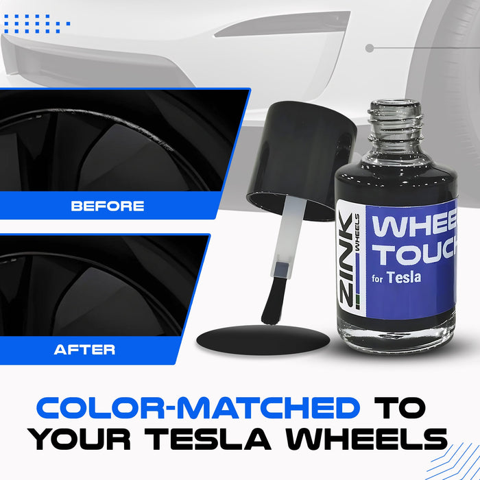 Tesla Wheel Touch-Up Paint for Model Y 19-inch Black Crossflow Rims - Color-matched Paint for DIY Curb Rash Repair
