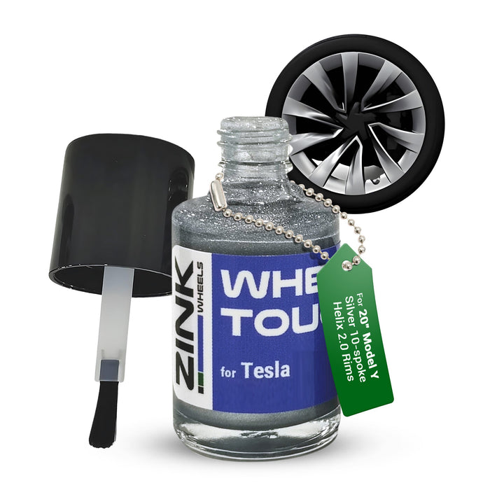 Tesla Wheel Touch-Up Paint for Model Y 20-inch Bright Silver Helix 2.0 Rims - Color-matched Paint for DIY Curb Rash Repair
