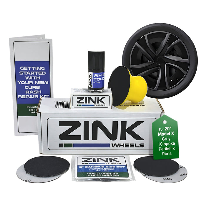 Tesla Wheel Curb Rash Repair Kit for Model X 20-inch Grey Perihelix Rims with Color-matched Touch-Up Paint