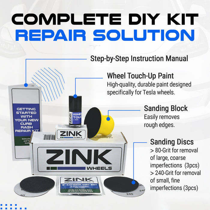 Tesla Wheel Curb Rash Repair Kit for Model X 22-inch Grey Machina Rims with Color-matched Touch-Up Paint