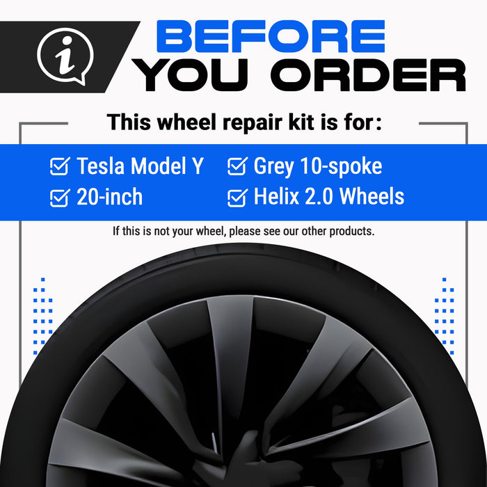 Tesla Wheel Touch-Up Paint for Model Y 20-inch Gunmetal Grey Helix 2.0 Rims - Color-matched Paint for DIY Curb Rash Repair