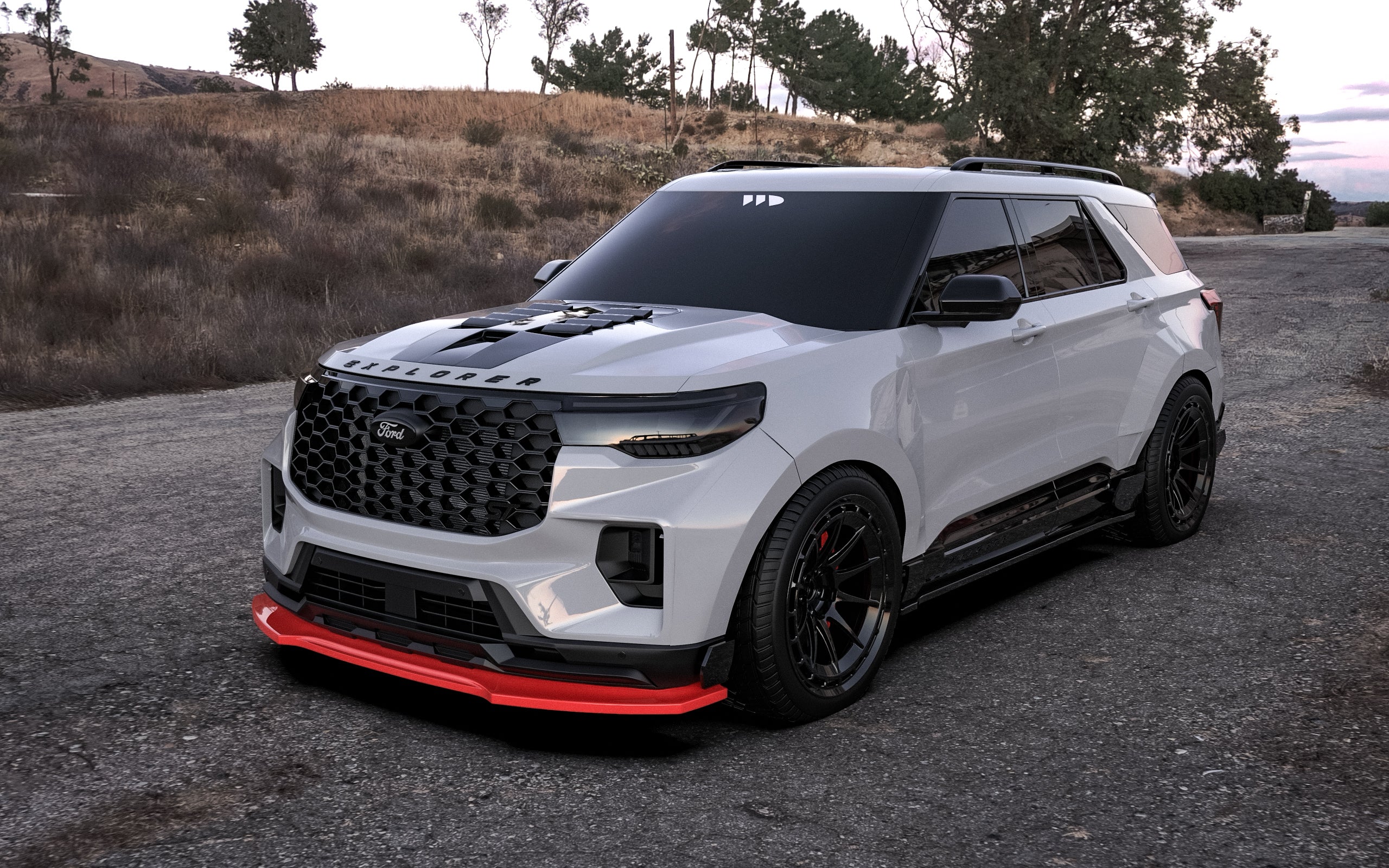 Ford Explorer ST 2026 front splitter by Waido, fitted view