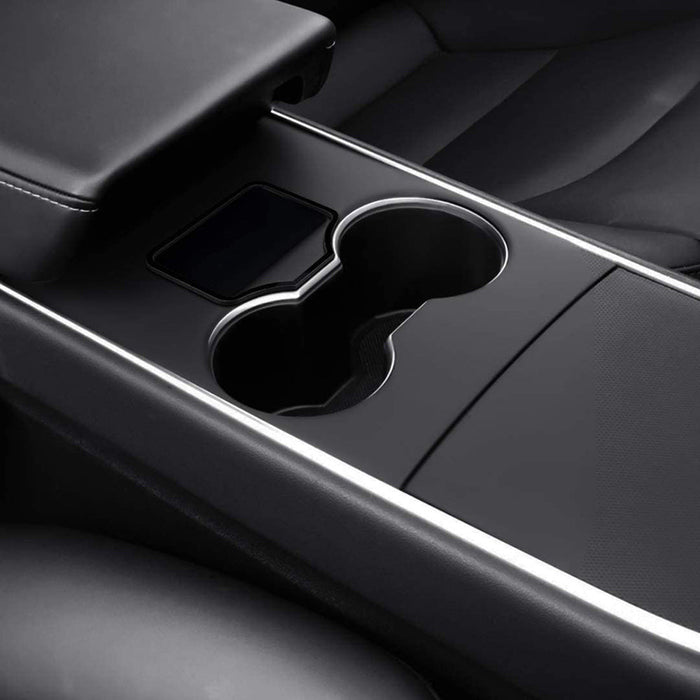 Acrylic Center Console Card Key Holder for Model 3/Y | Gloss Black | Anti-Slip