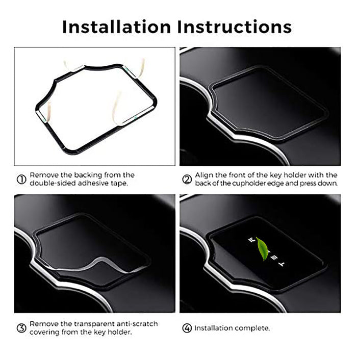 Acrylic Center Console Card Key Holder for Model 3/Y | Gloss Black | Anti-Slip