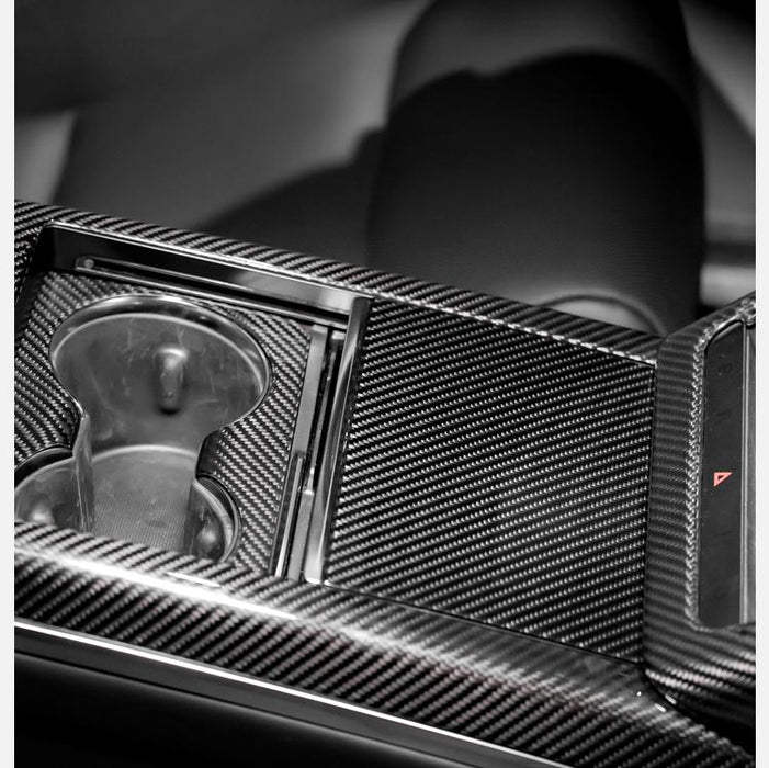 Center Panel Storage Box Dry Carbon Fiber Overlay for Model S/X 2021+