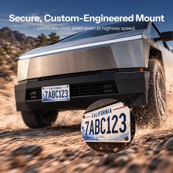 Cybertruck Front License Plate Holder | No-Drill, Anti-Theft Mounting Kit