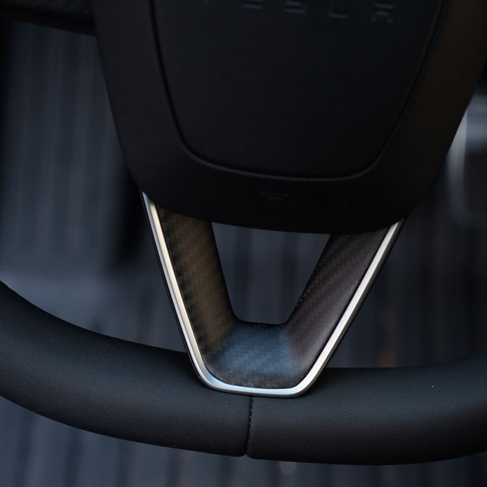 Dry Carbon Fiber Steering Wheel Trim Cover for Model 3 Highland / Model Y Juniper (3 Pieces)