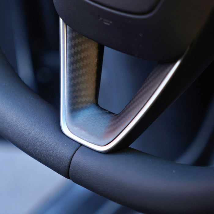 Dry Carbon Fiber Steering Wheel Trim Cover for Model 3 Highland / Model Y Juniper (3 Pieces)