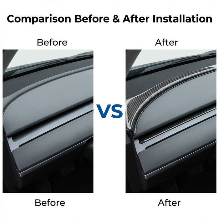 Dry Carbon Fiber Upper Dash Overlay for Model 3 / Y