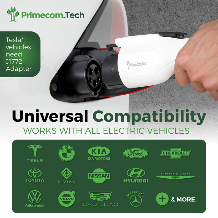 Primecom 24 Amp Level 2 EV Charger Amperage Adjustable: 10A - 16A - 24A