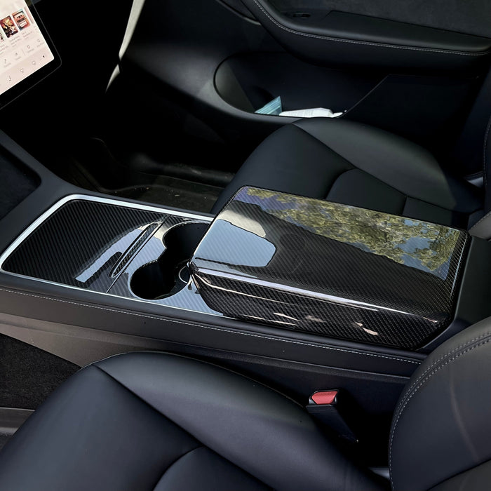 TESERY Model Y / 3 Armrest Cover - Dry Carbon Fiber Interior Mods