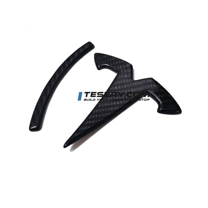 Model 3 / Y T Logo Overlay Front & Rear - Real Carbon Fiber Exterior