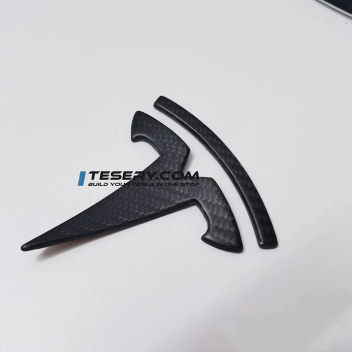 Model 3 / Y T Logo Overlay Front & Rear - Real Carbon Fiber Exterior