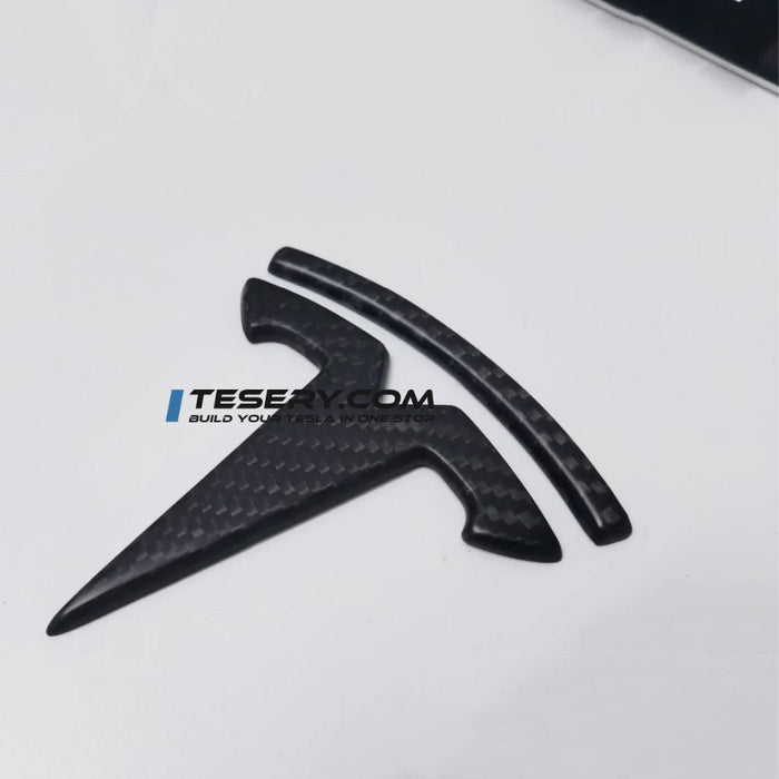 Model 3 / Y T Logo Overlay Front & Rear - Real Carbon Fiber Exterior