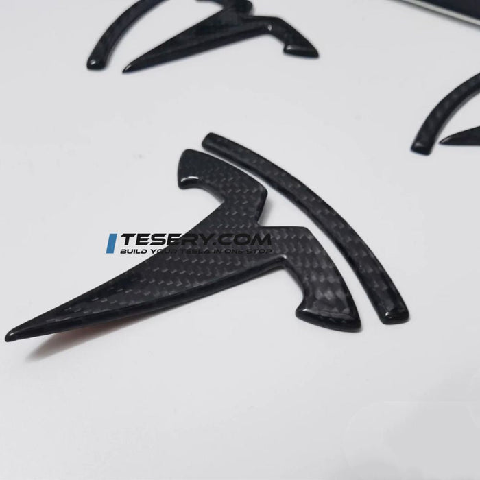 Model 3 / Y T Logo Overlay Front & Rear - Real Carbon Fiber Exterior