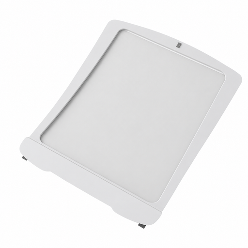Gray motorized sunroof shade with fabric panel, button, and mounting brackets