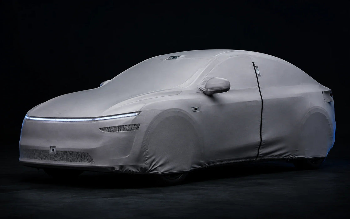 Omni Cover fitted to a Model Y Juniper — pre-prototype rendering