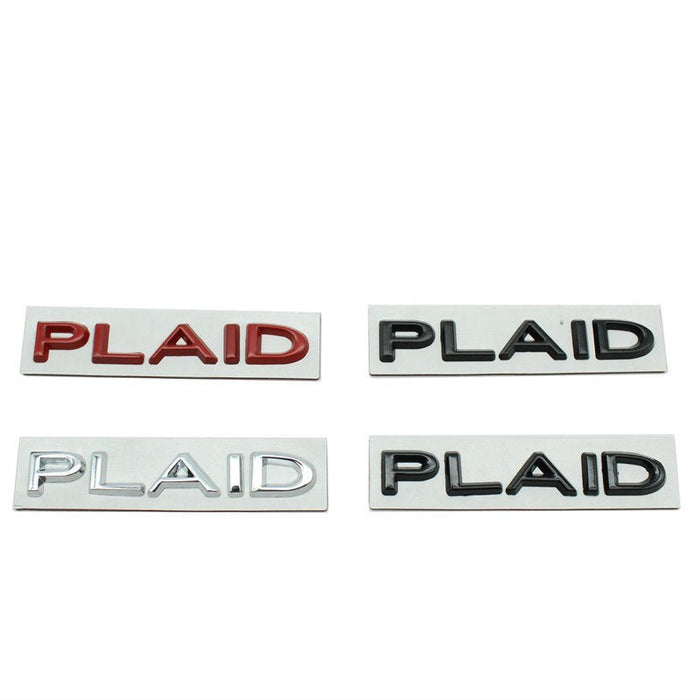 PLAID Letter Badge Emblem | Premium Alloy | 3M Adhesive | 4 Finishes Available