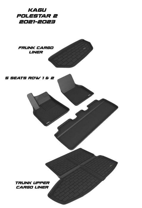 3D MAXpider Custom Fit All-Weather KAGU Series LHD Floor Mats For Polestar 2 5 SEATS 2021-2023